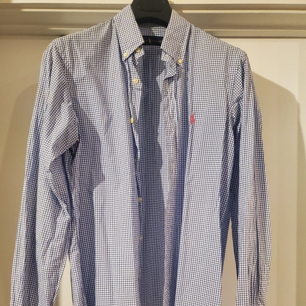 Polo Ralph Lauren Mini Check Pattern Button Down Shirt Sz 15